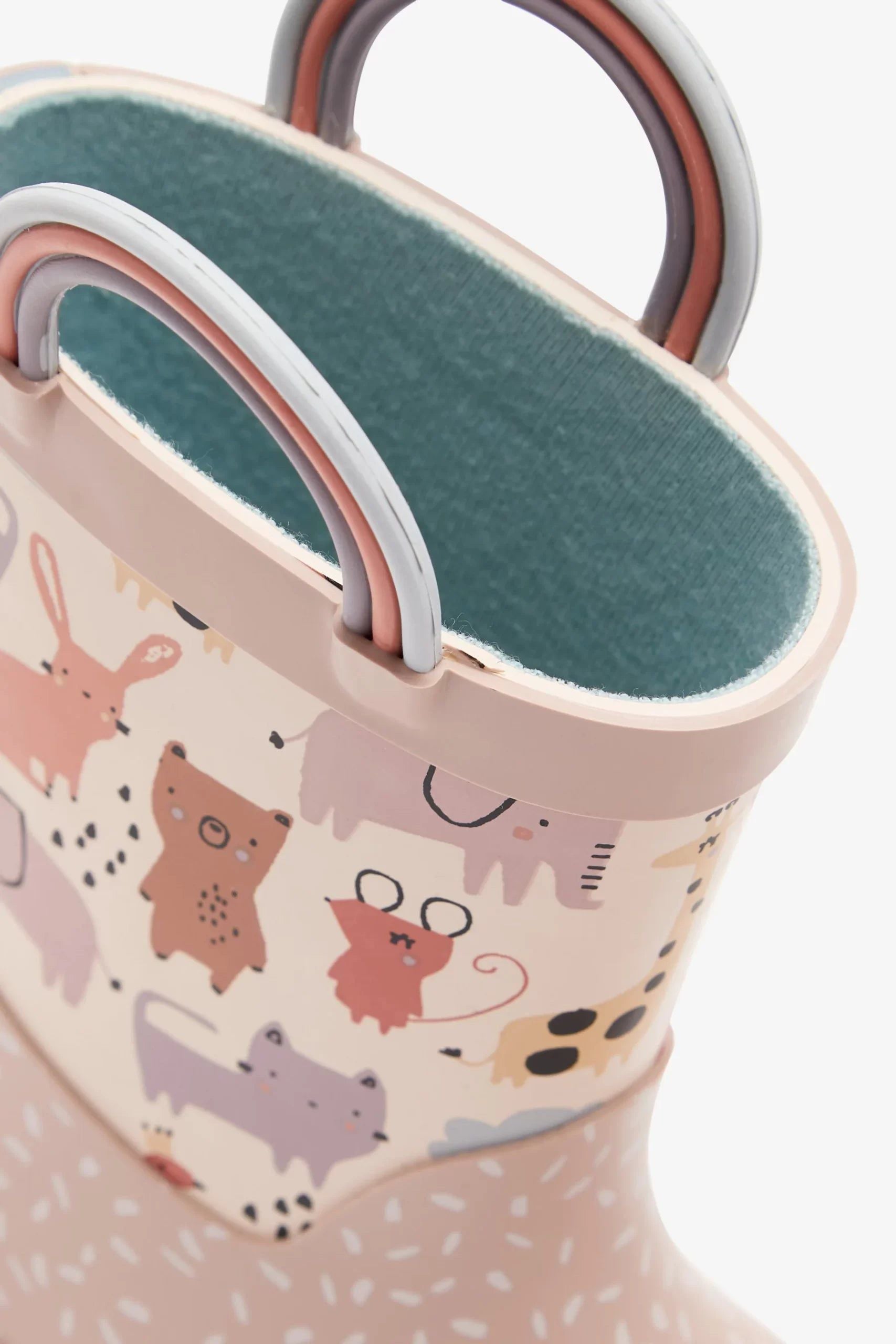Dinossi - Botas de agua suaves de animales dulces de color rosa con asas para niñas - 25.5