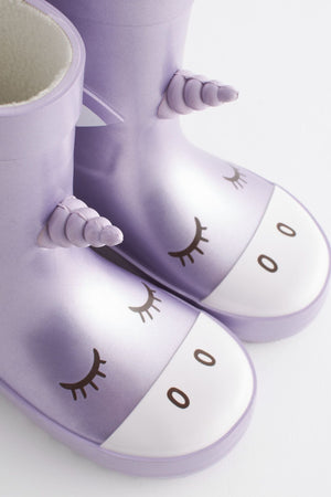 Dinossi - Botas de agua polares de unicornio lila morado con suela blanda para niña - 30.5