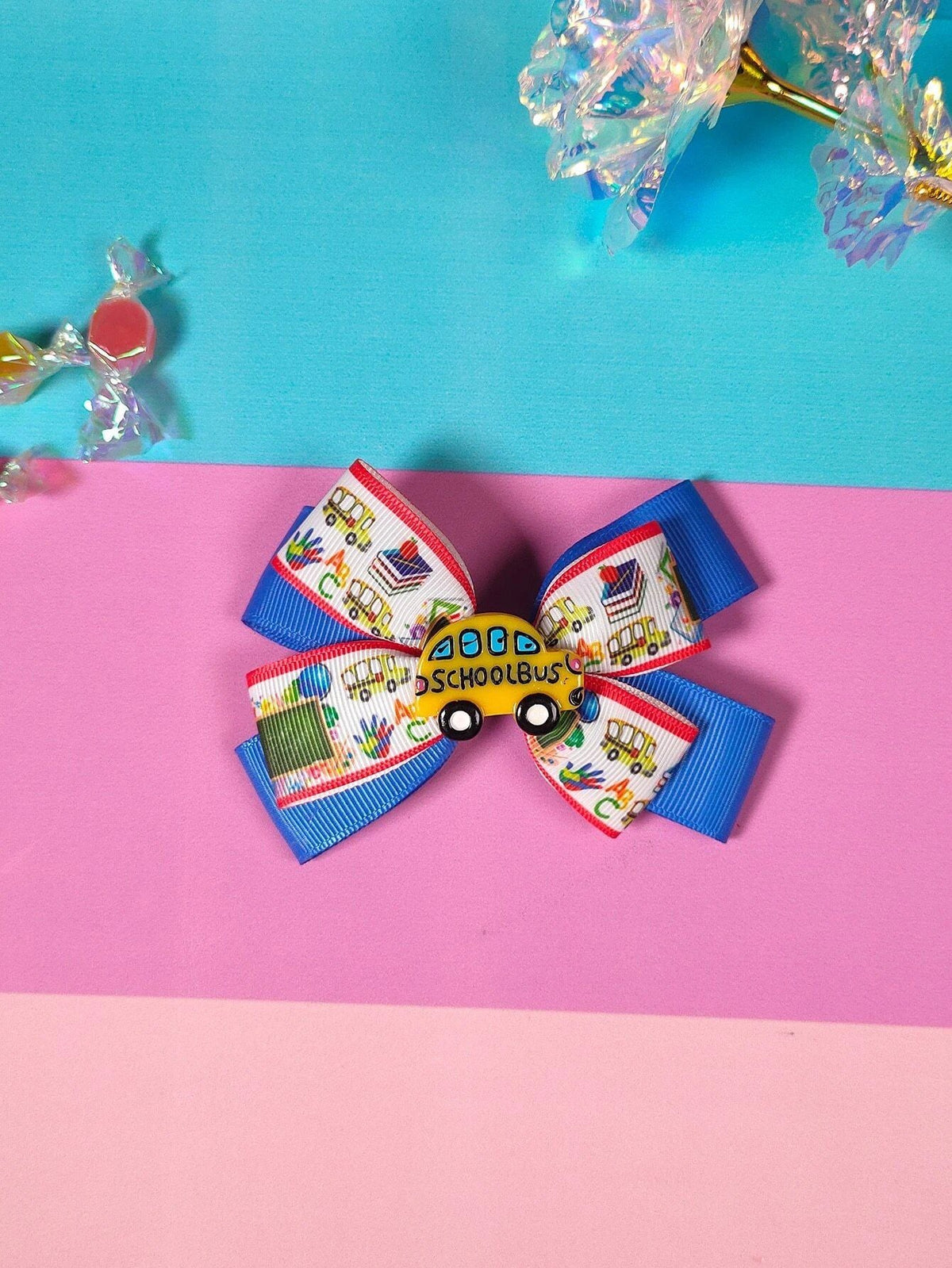 Dinossi - Horquilla para el pelo con diseño de autobús escolar para niñas
