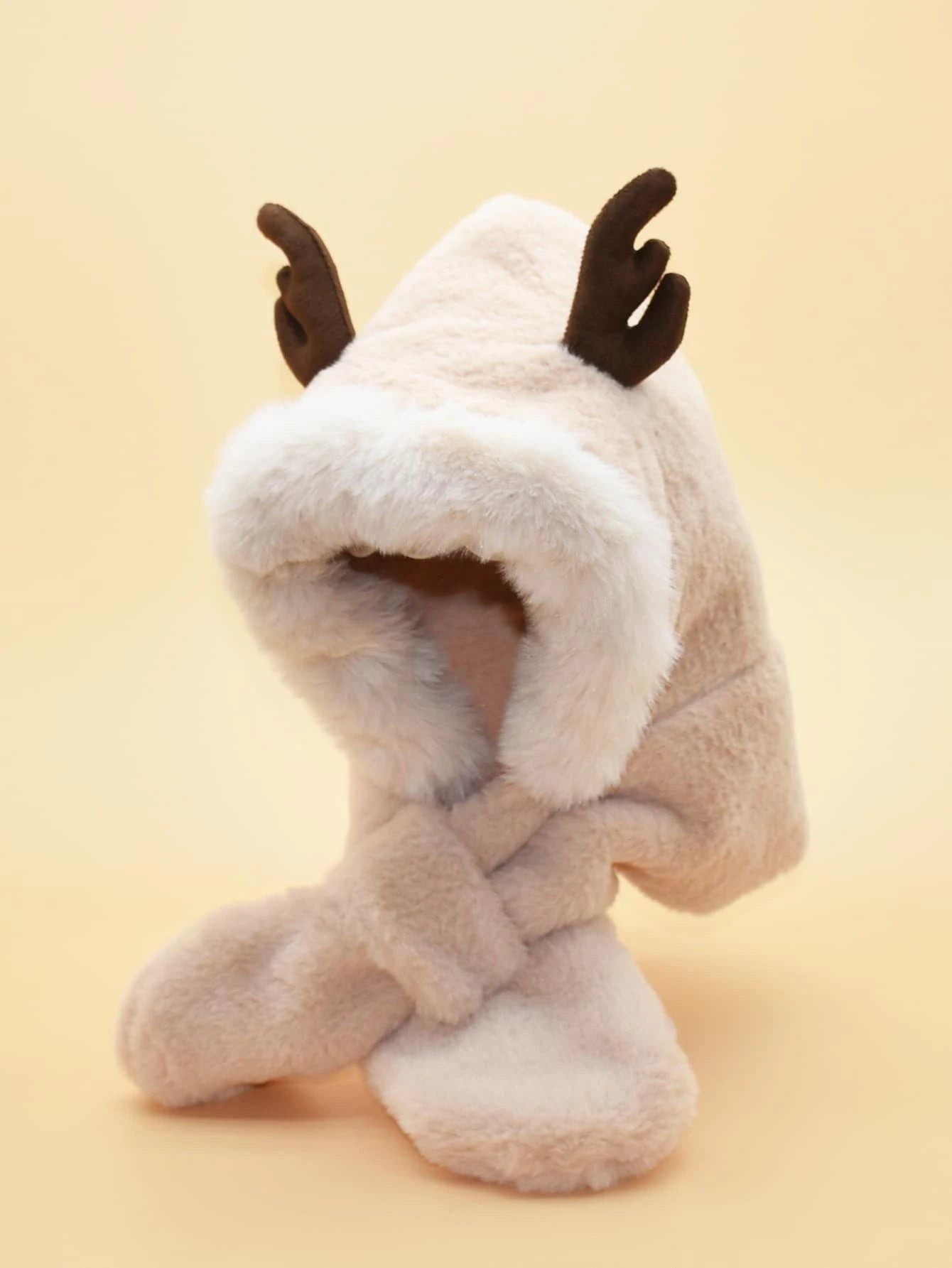 Dinossi - Gorro infantil y bufanda con cuernos de reno y forro polar