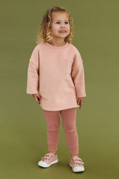 Dinossi - Conjunto de chándal de suéter y leggings rosa suave - 6-7 años