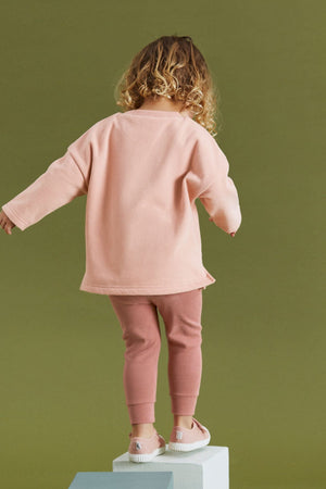 Dinossi - Conjunto de chándal de suéter y leggings rosa suave - 6-7 años