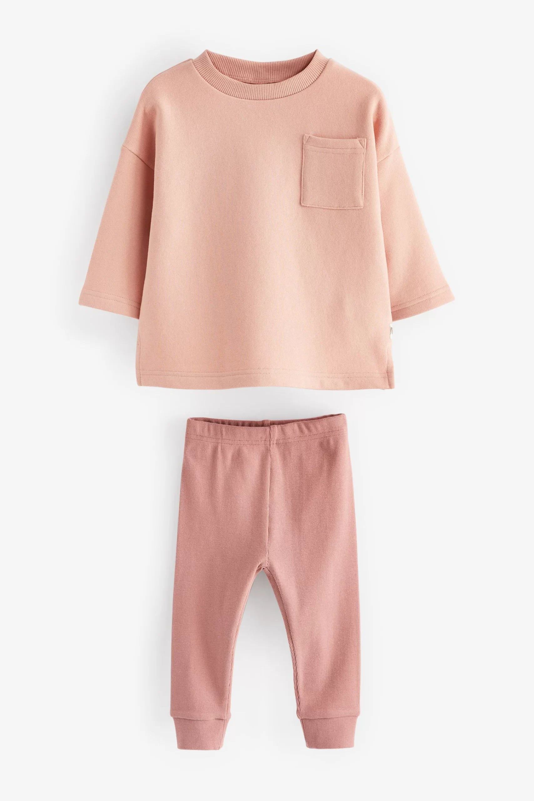 Dinossi - Conjunto de chándal de suéter y leggings rosa suave - 6-7 años