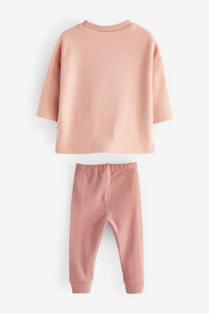 Dinossi - Conjunto de chándal de suéter y leggings rosa suave - 6-7 años