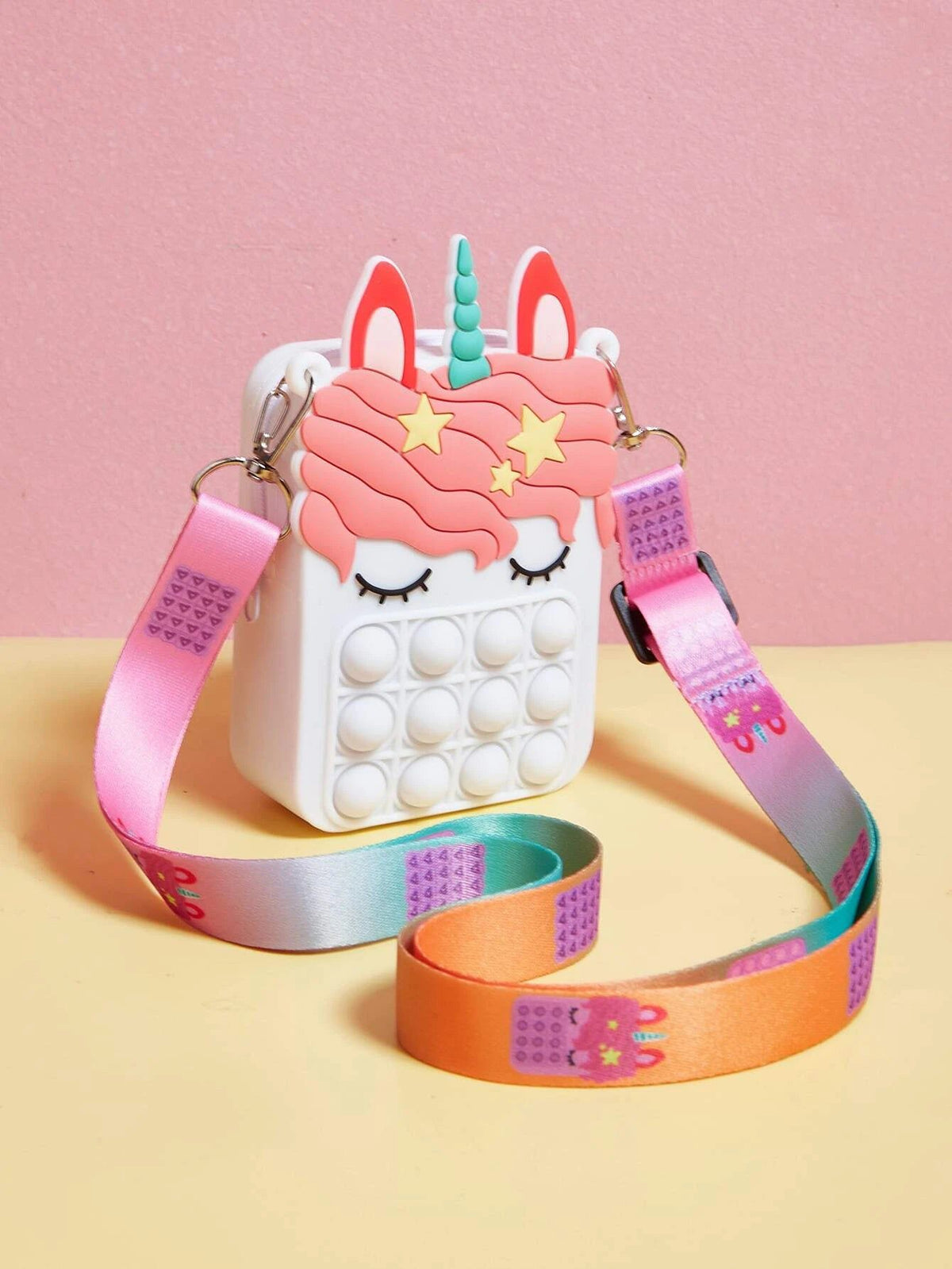 Dinossi - Bolso de hombro blanco para niña con diseño de unicornio Popit