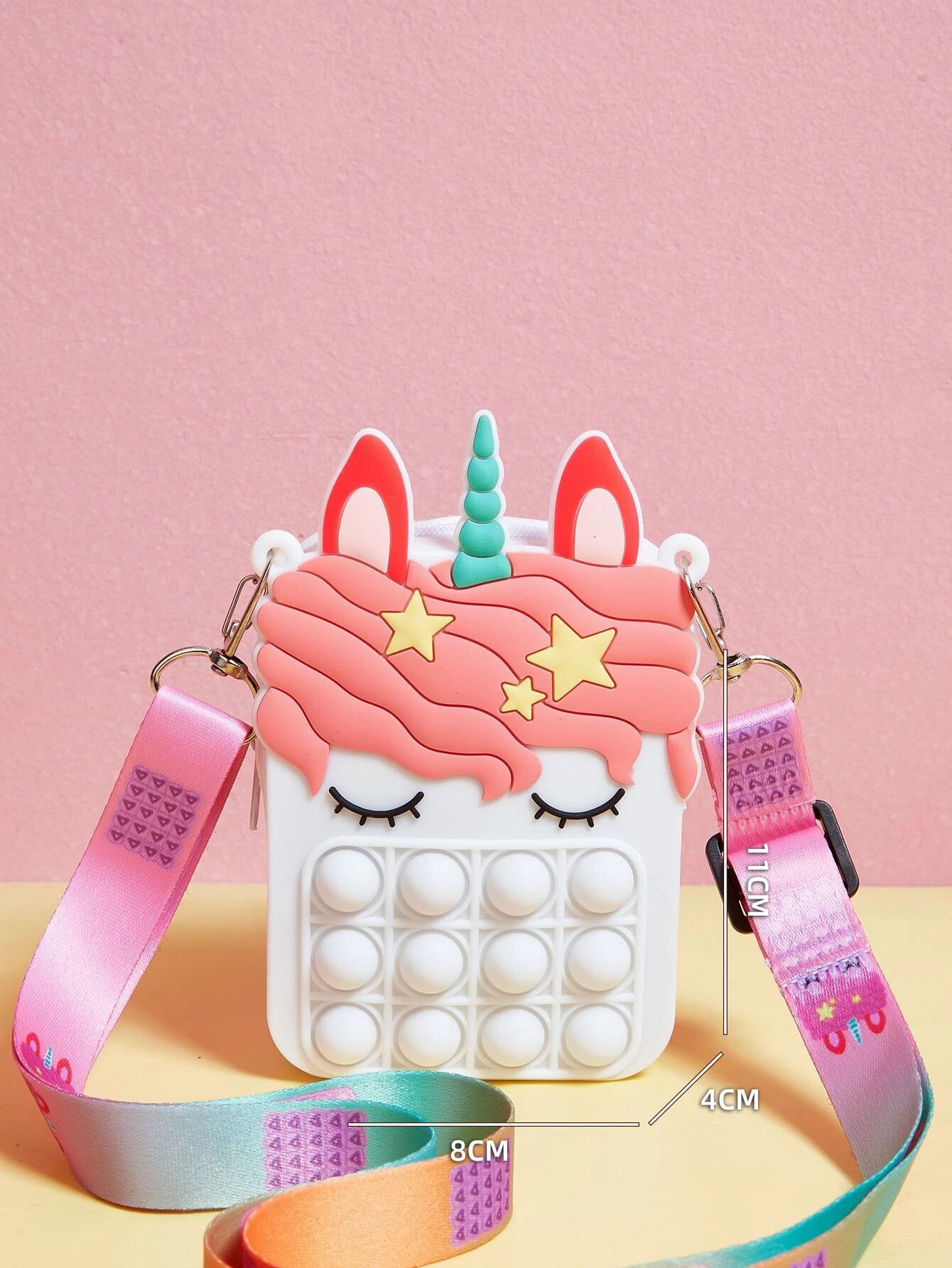 Dinossi - Bolso de hombro blanco para niña con diseño de unicornio Popit