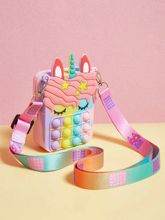 Dinossi - Bolso de hombro para niña con diseño de unicornio popit y arcoíris