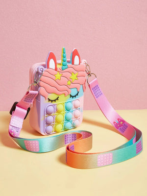 Dinossi - Bolso de hombro para niña con diseño de unicornio popit y arcoíris