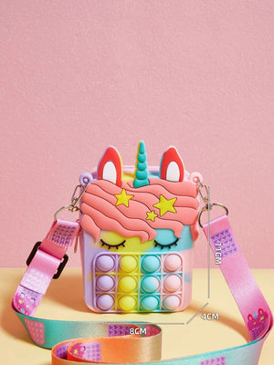 Dinossi - Bolso de hombro para niña con diseño de unicornio popit y arcoíris