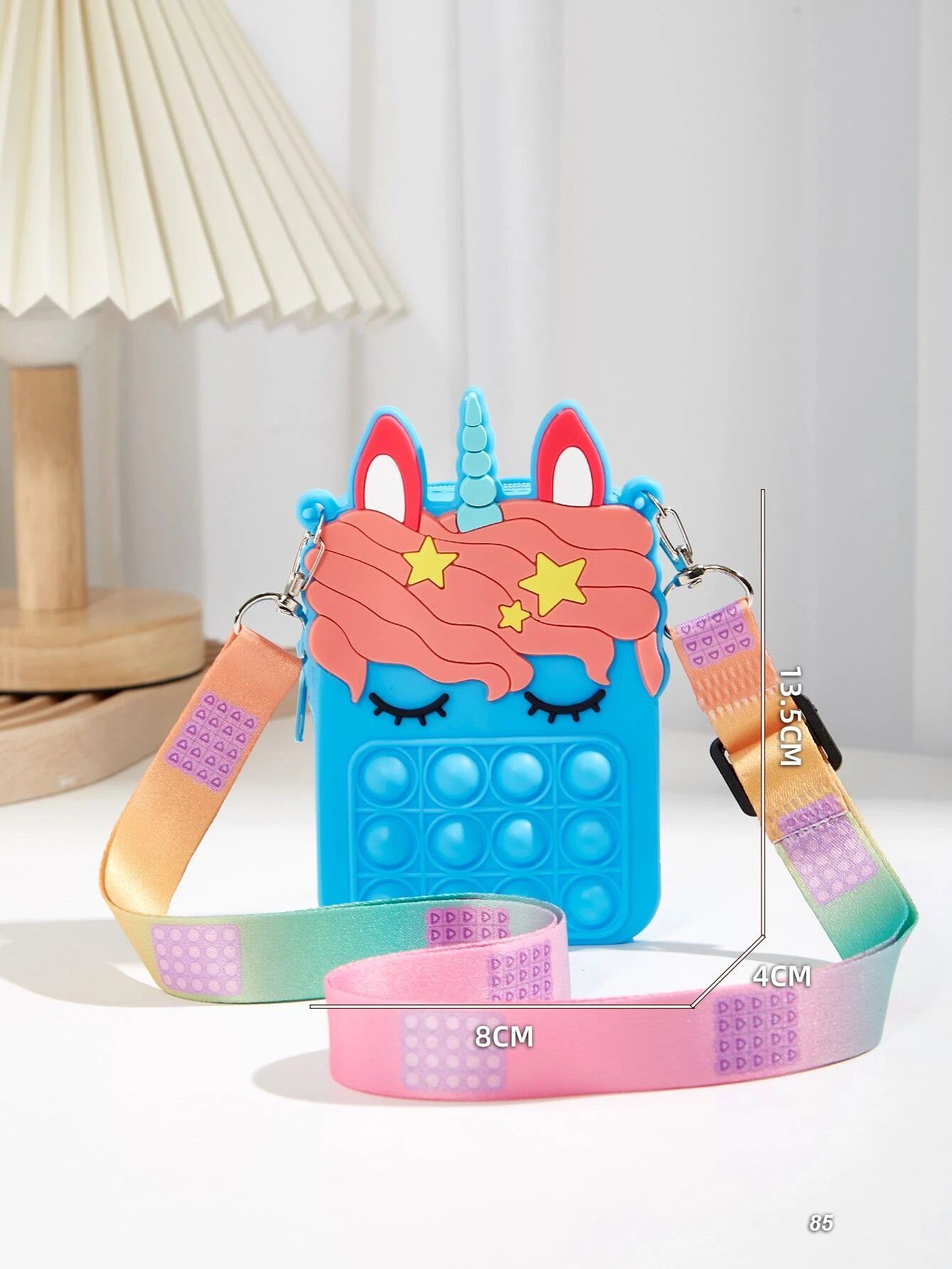 Dinossi - Bolso Bandolera Azul con Diseño Unicornio Popit para Niñas