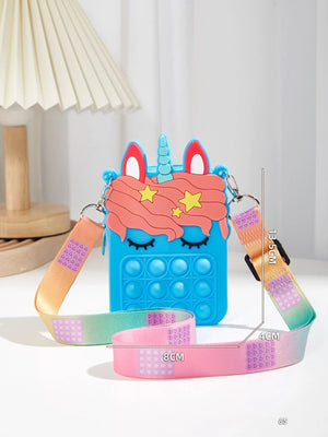 Dinossi - Bolso Bandolera Azul con Diseño Unicornio Popit para Niñas