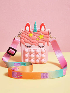 Dinossi - Bolso de hombro rosa para niña con diseño de unicornio Popit