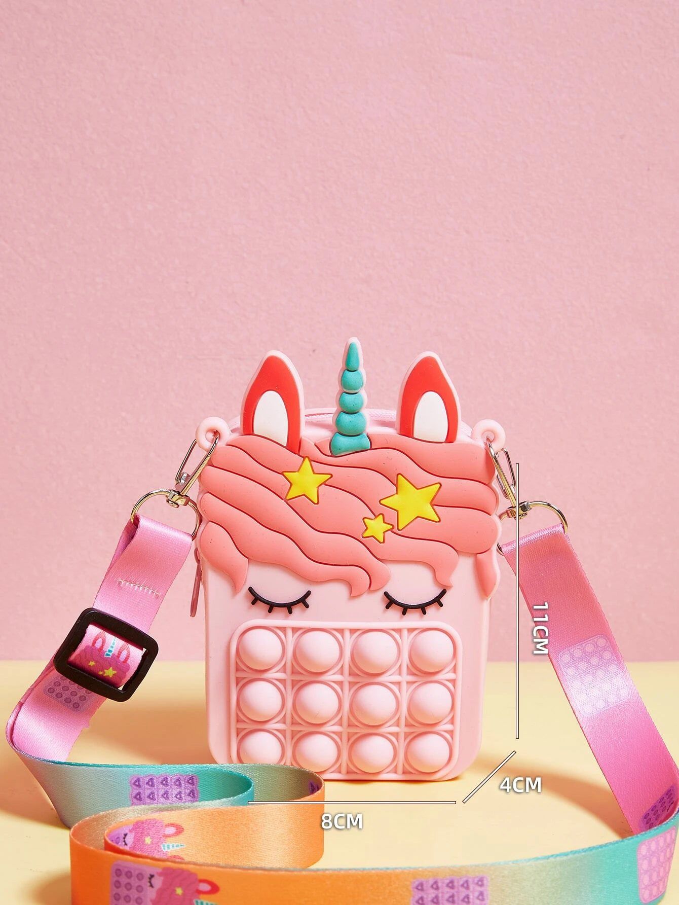 Dinossi - Bolso de hombro rosa para niña con diseño de unicornio Popit