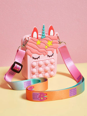 Dinossi - Bolso de hombro rosa para niña con diseño de unicornio Popit