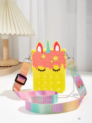 Dinossi - Bolso de hombro amarillo para niña con diseño de unicornio Popit