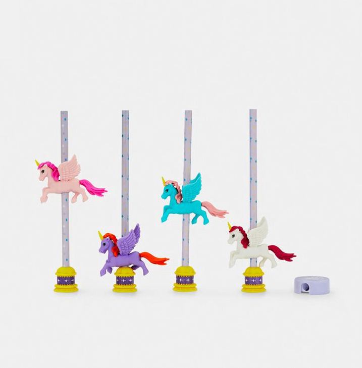 Dinossi - Juego de borradores, sacapuntas y lápices de unicornio