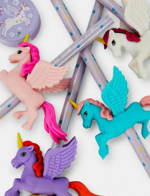 Dinossi - Juego de borradores, sacapuntas y lápices de unicornio