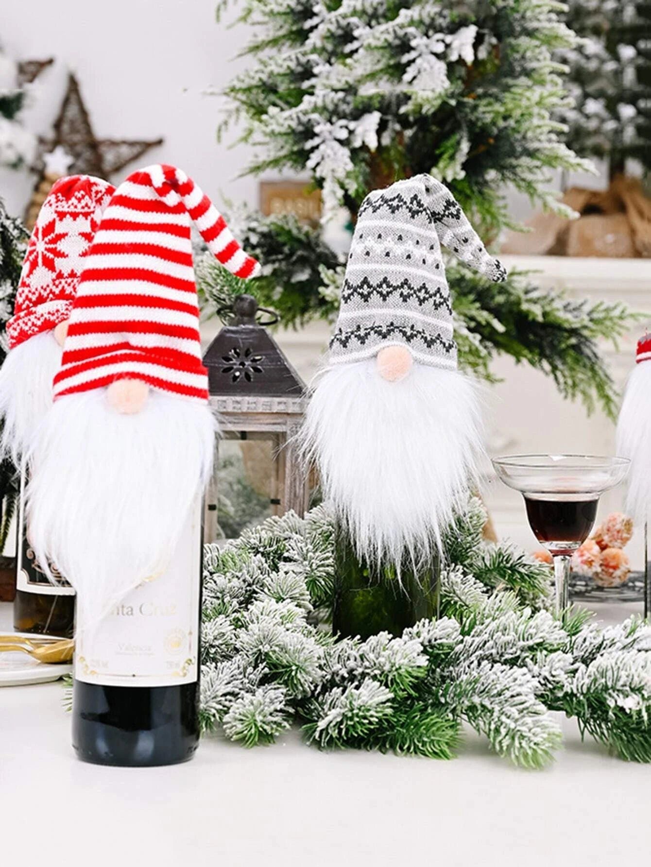 Dinossi - Vestido de tapa de botella de vino de duende navideño