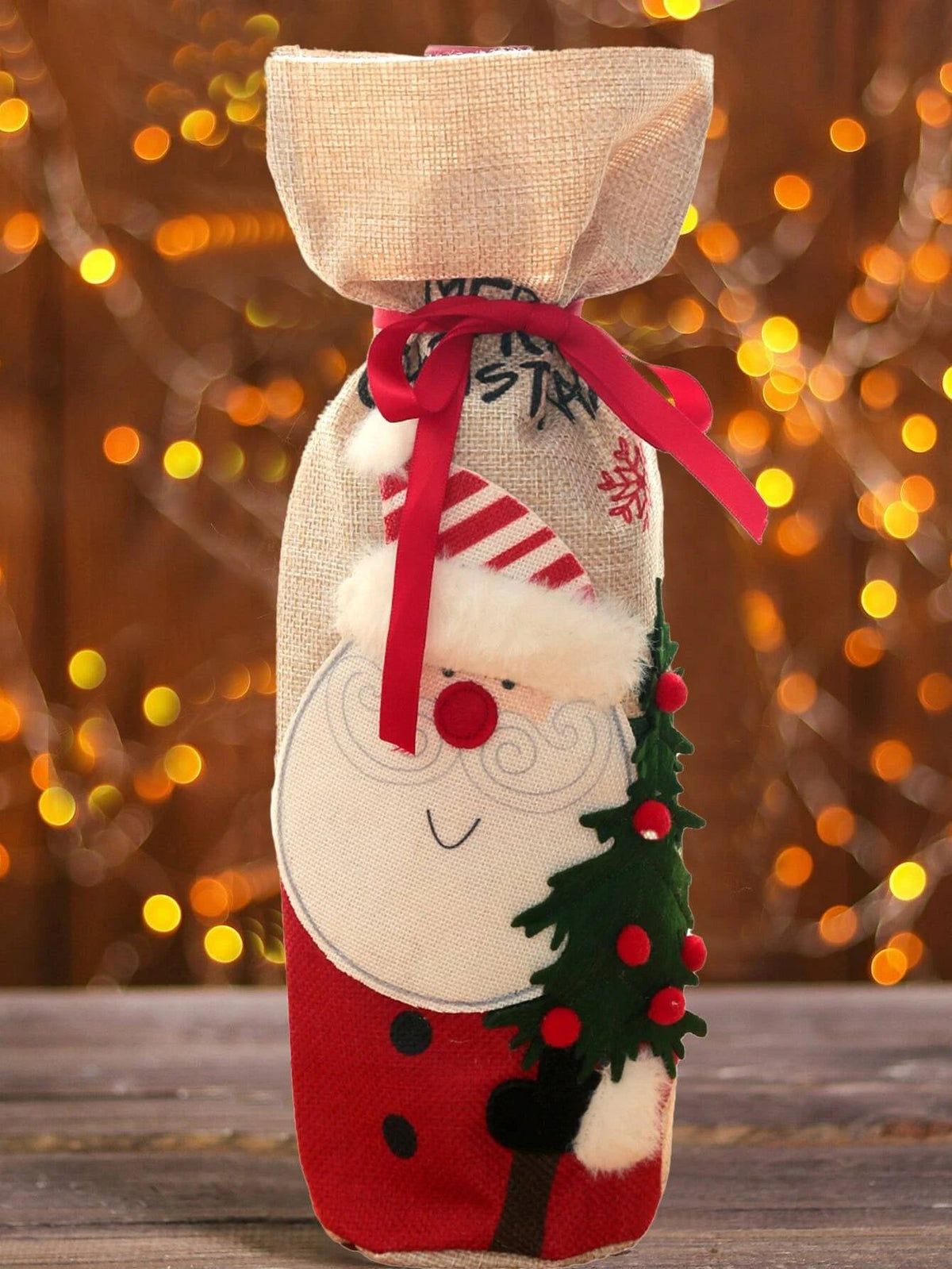 Dinossi - Disfraz de Papá Noel de peluche para botella de vino de Navidad