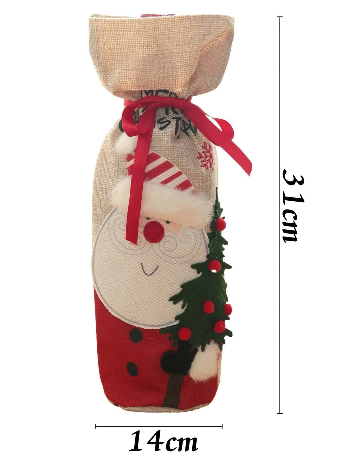 Dinossi - Disfraz de Papá Noel de peluche para botella de vino de Navidad