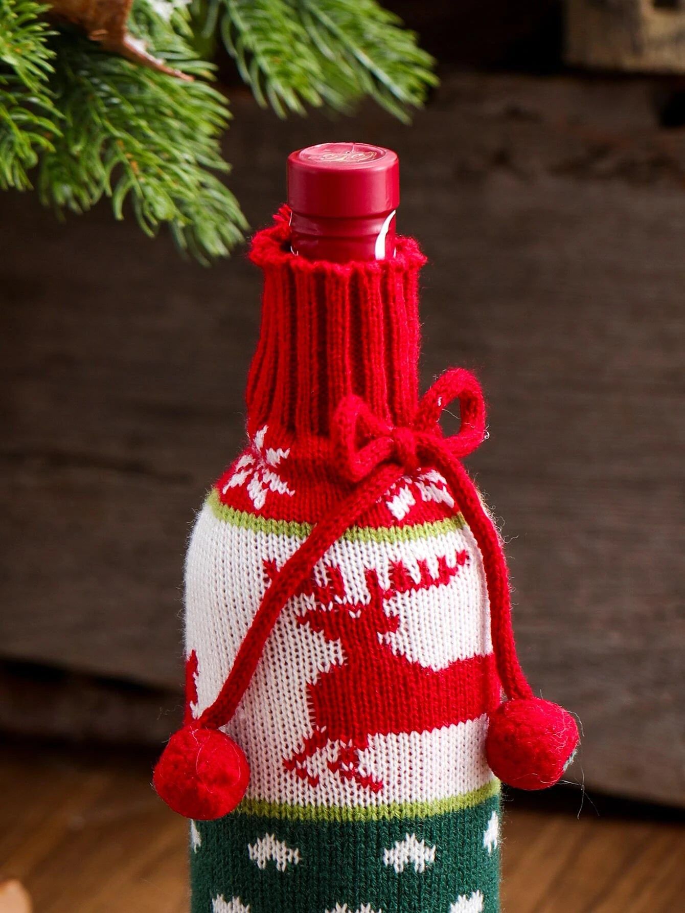 Dinossi - Vestido de botella de vino de punto de diseño especial de Navidad