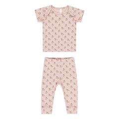 Quincy Mae - Conjunto de camiseta y leggings con rosas | Rosa