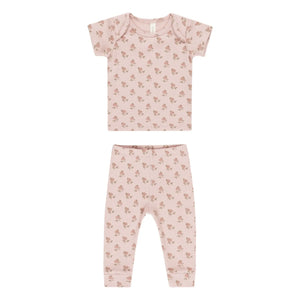 Quincy Mae - Conjunto de camiseta y leggings con rosas | Rosa