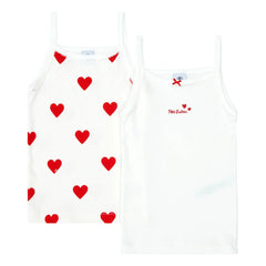 Petit Bateau - Camiseta con corazones de algodón orgánico, lote de 2 | Blanco