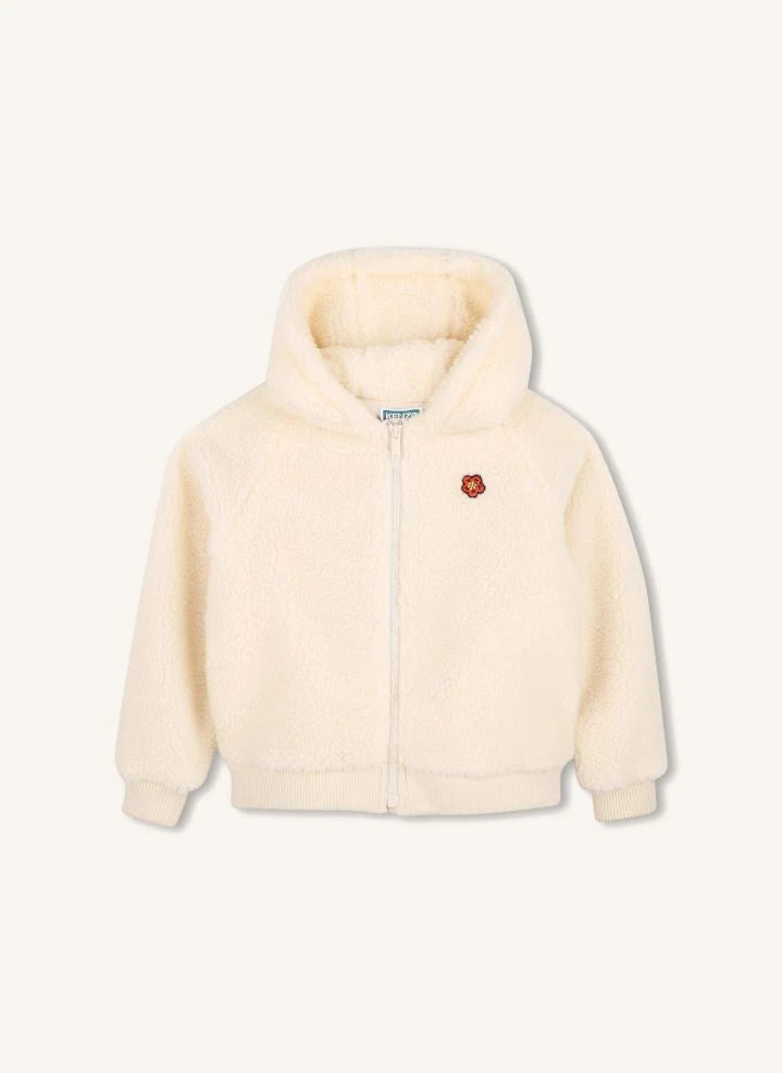 Kenzo - Sudadera con cremallera de lana con estampado de flores | Blanco