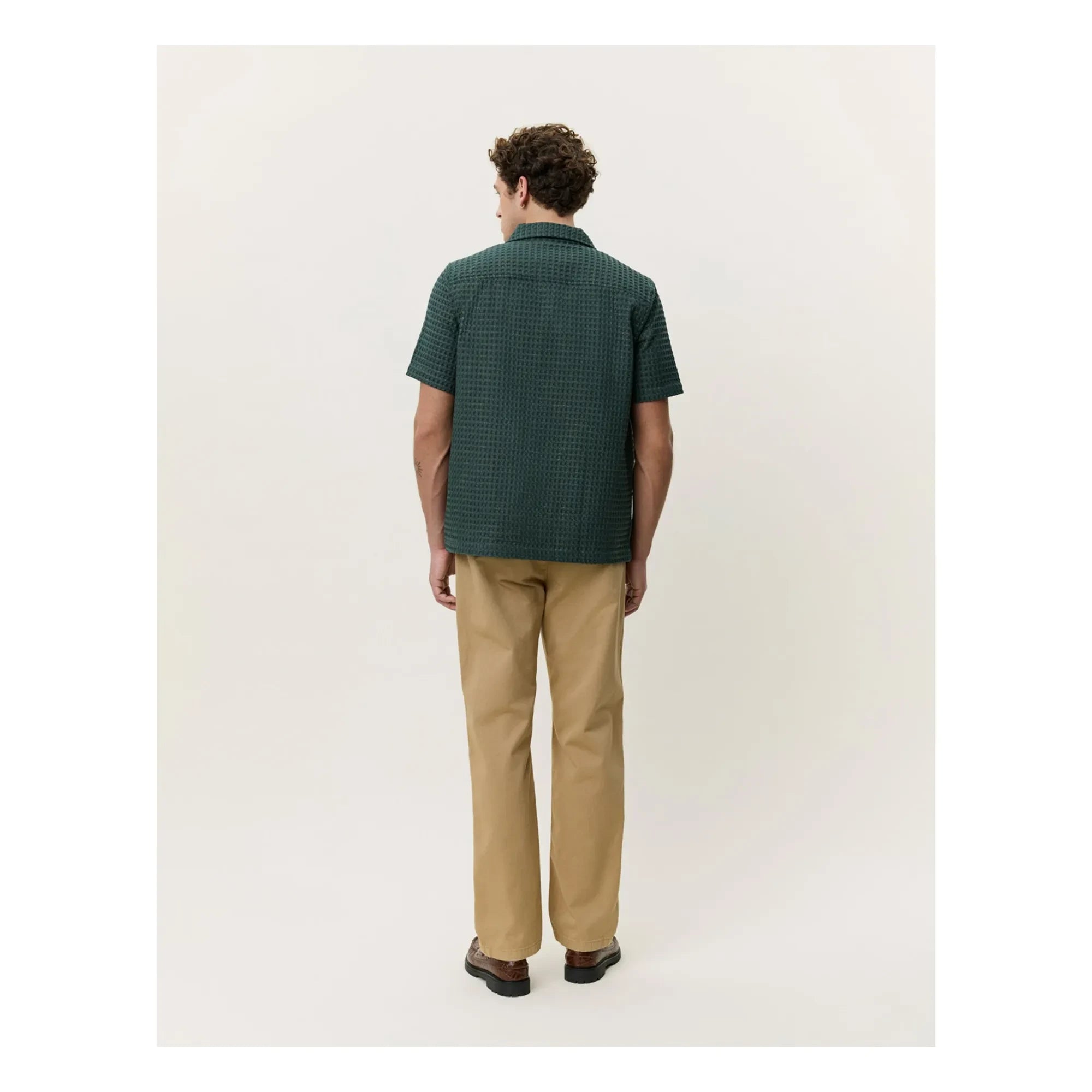 Les Deux - Camisa Chack Seersucker | Verde oscuro