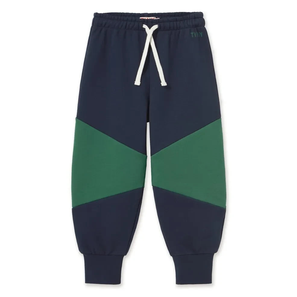 Tinycottons - Pantalones deportivos de algodón orgánico con bloques de color | Azul marino