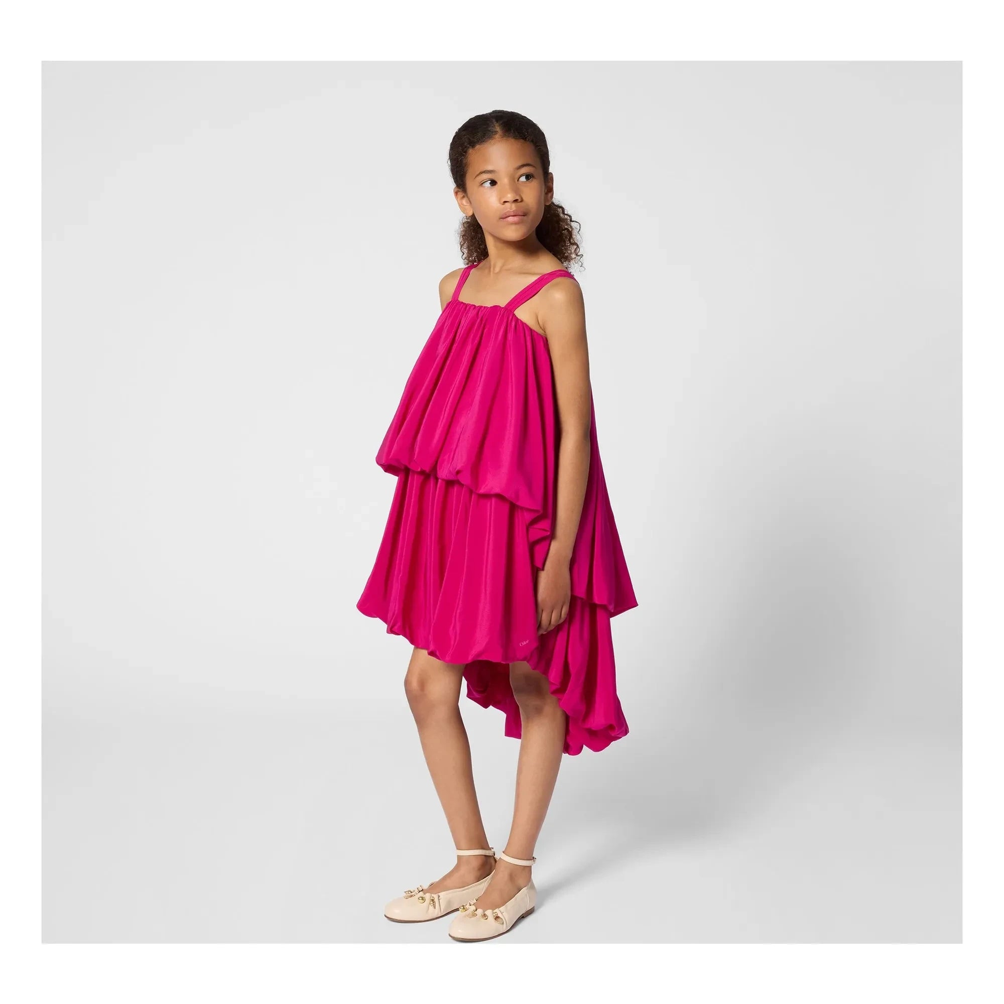Chloé - Vestido de crepé satinado con volumen | Fucsia