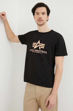 Camiseta de algodón con estampado de lámina Alpha Industries Basic