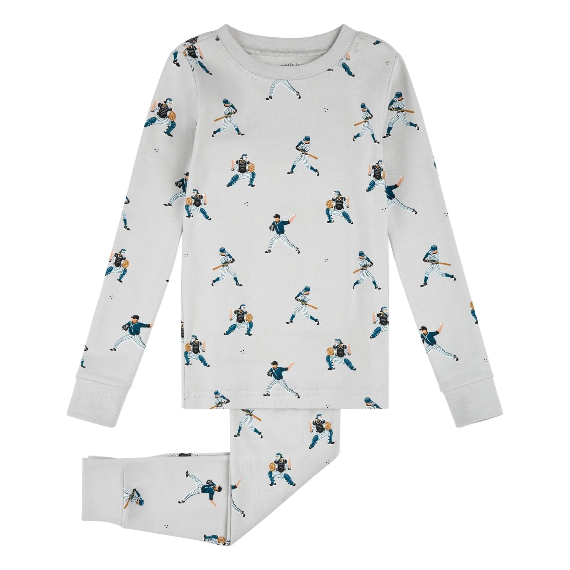Petit Lem - Pijama de béisbol de algodón orgánico | Gris