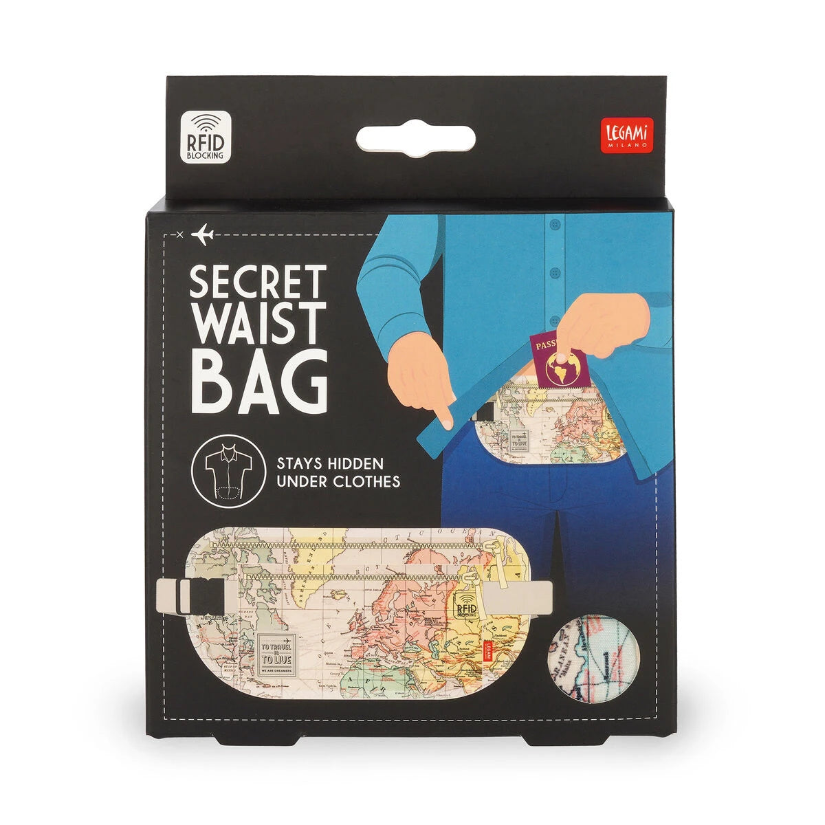 Legami - Bolsa de Cintura de Viaje Ultra-delgada - Bolsa de Cintura Secreta