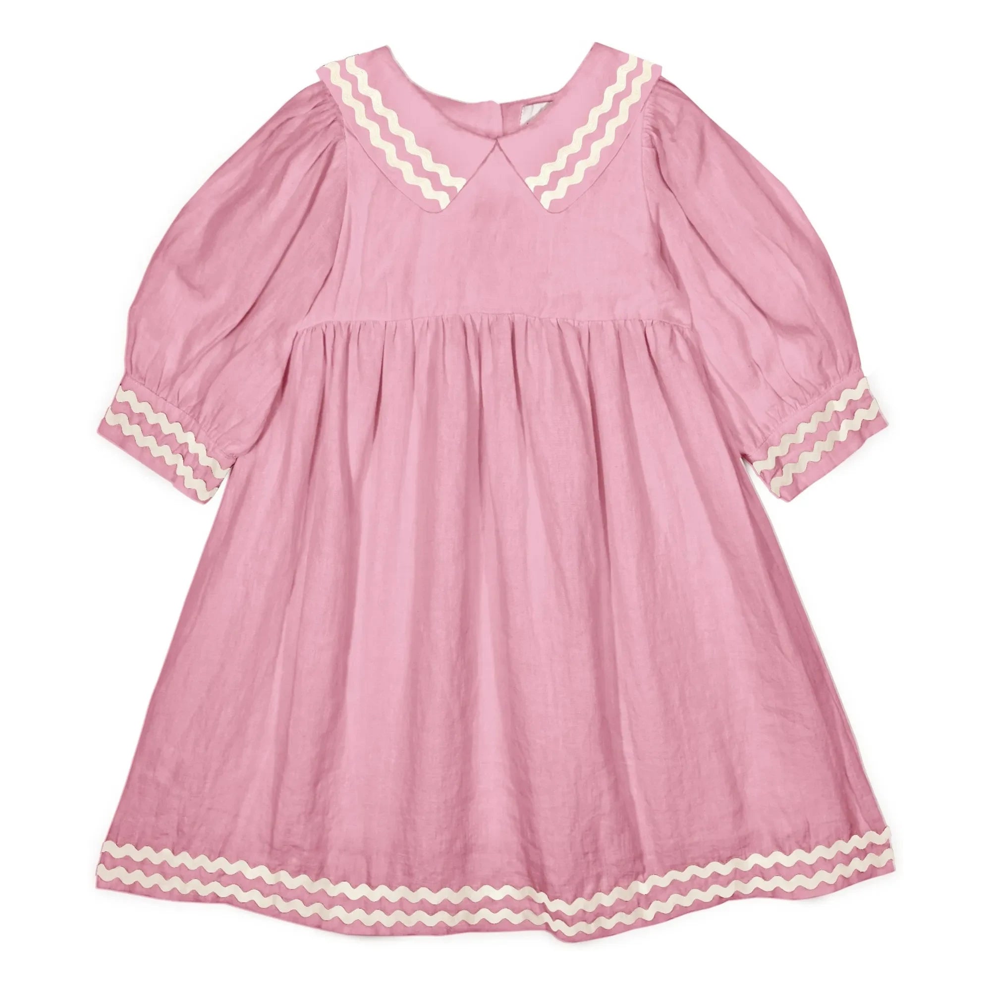 Mipounet - Isaline Vestido de lino con cuello | Rosa pálido