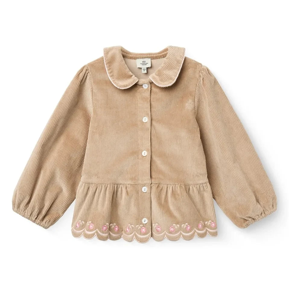 Copenhagen Colors - Blusa bordada de pana acanalada de algodón orgánico | Beige