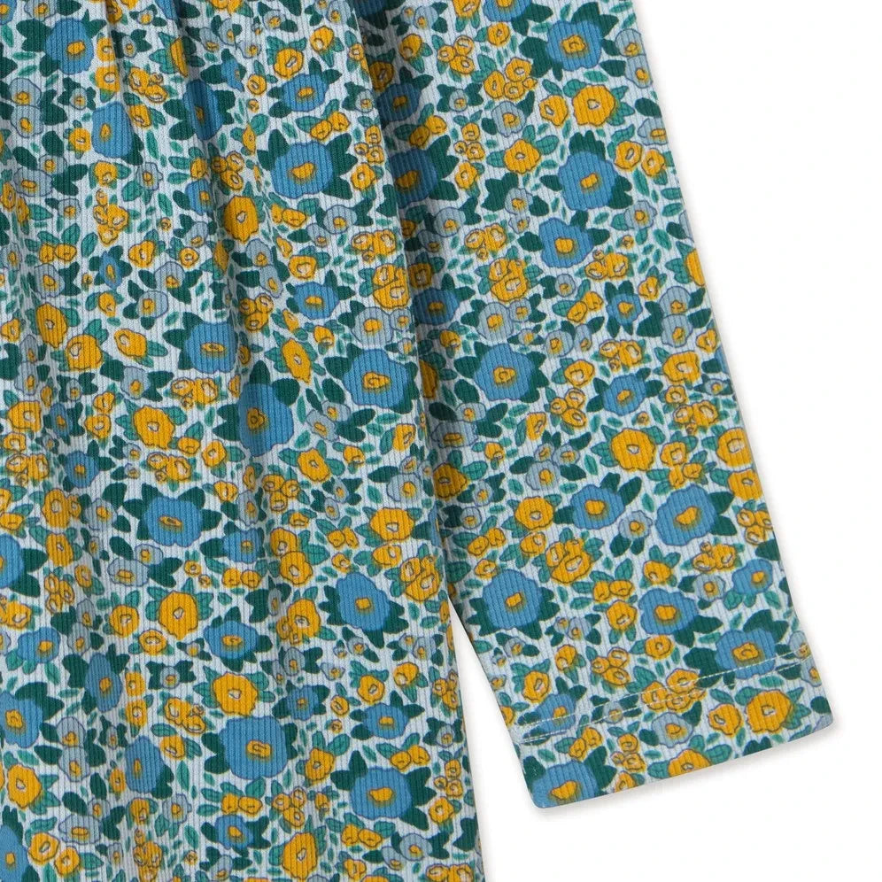Tinycottons - Vestido floral de pana de algodón orgánico | Azul