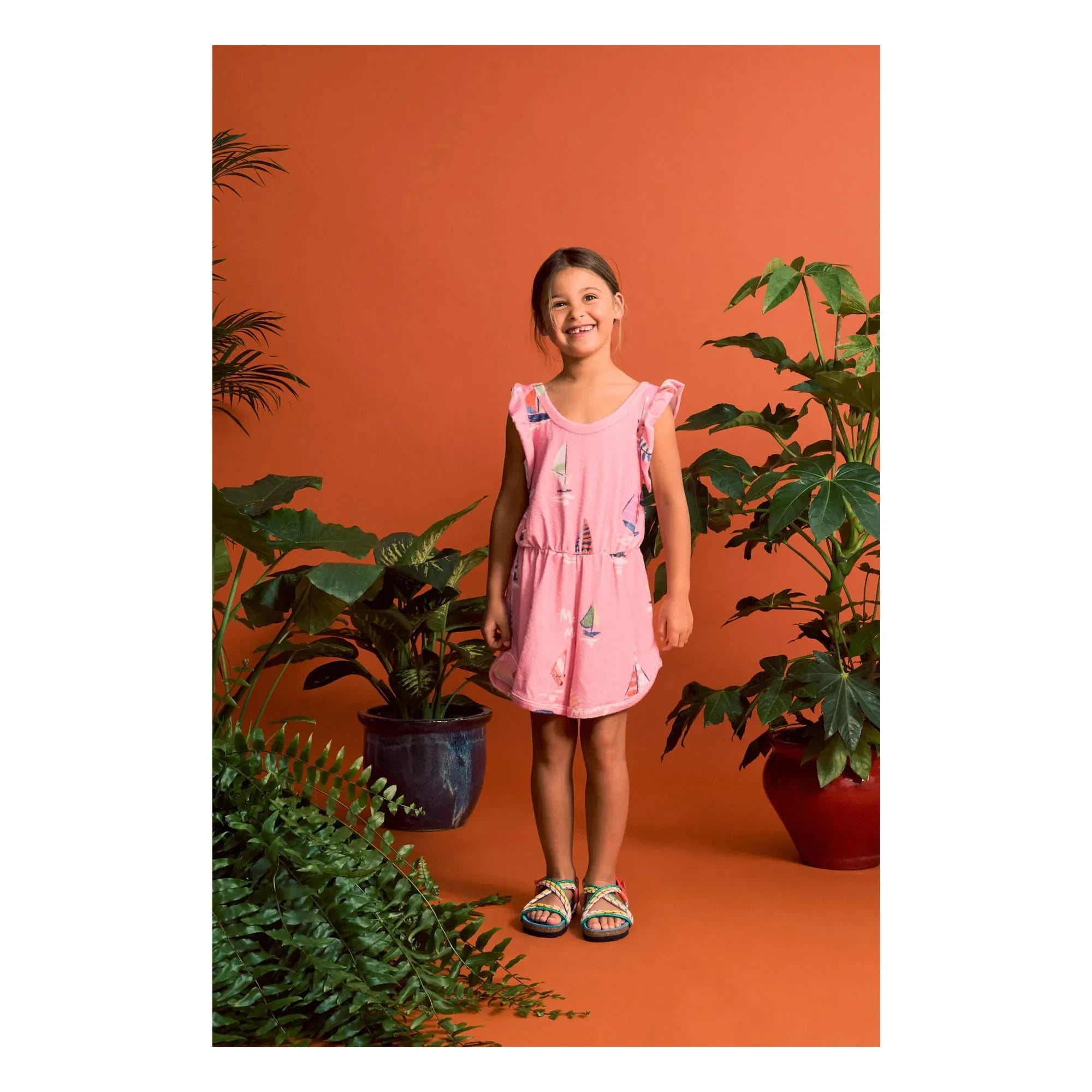Maison Mangostan - Shorts con peto de muselina rosa