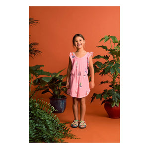 Maison Mangostan - Shorts con peto de muselina rosa