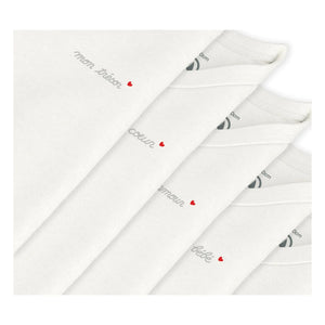 Petit Bateau - Conjunto de 5 bodys de algodón orgánico Mon Ange | Crudo
