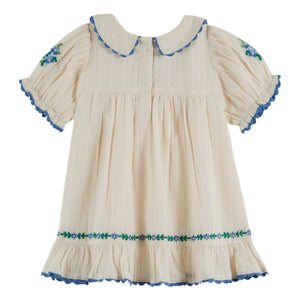 Emile et Ida - Vestido de cuello Claudine bordado | Crema