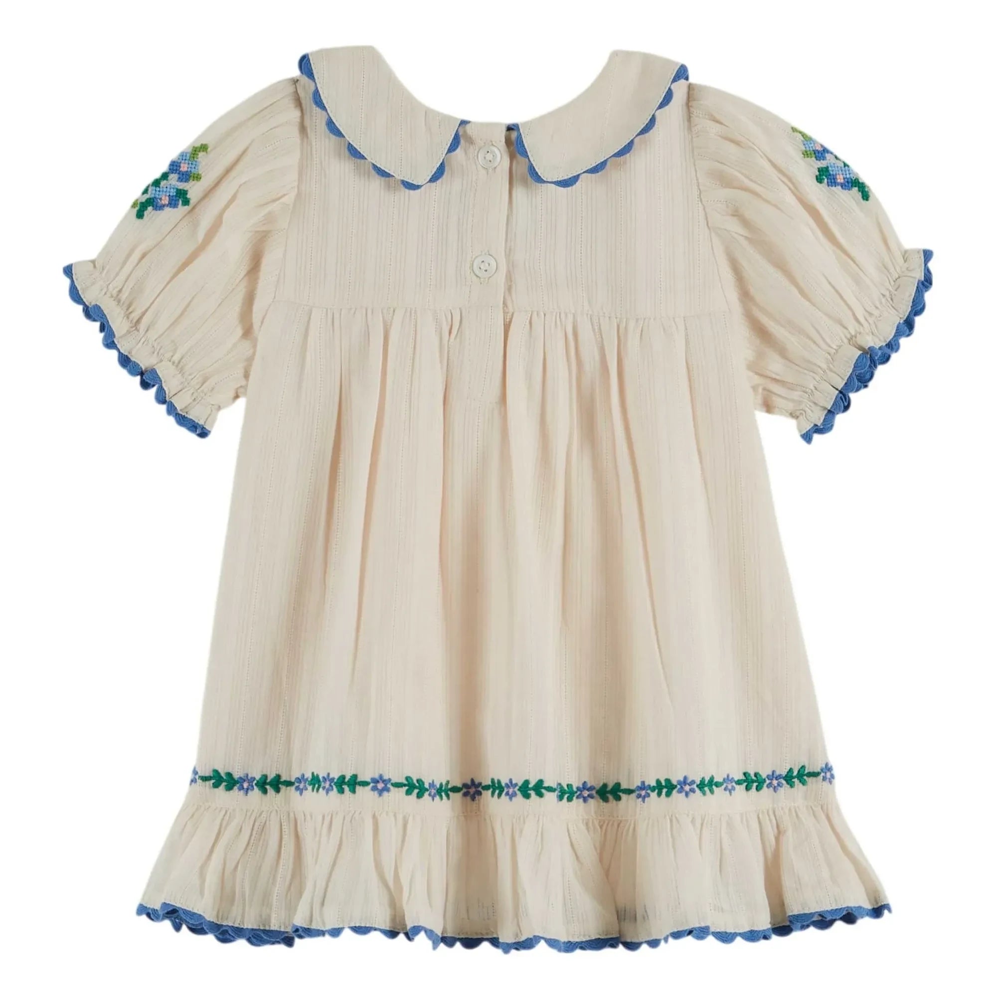 Emile et Ida - Vestido de cuello Claudine bordado | Crema