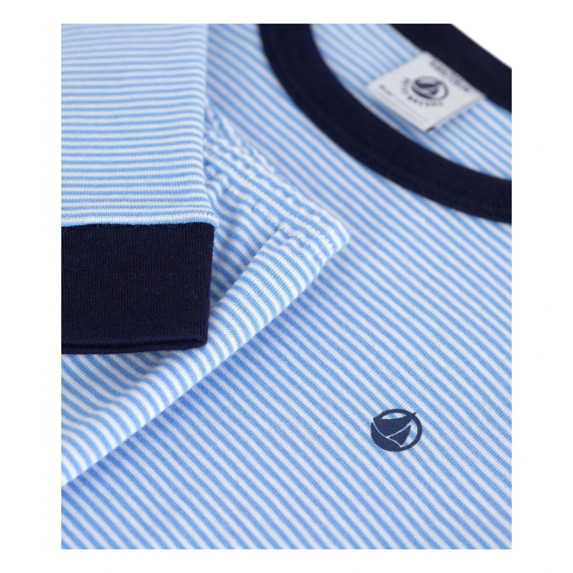 Petit Bateau - Pijama de algodón orgánico Milleraies de corte ajustado a rayas | Azul