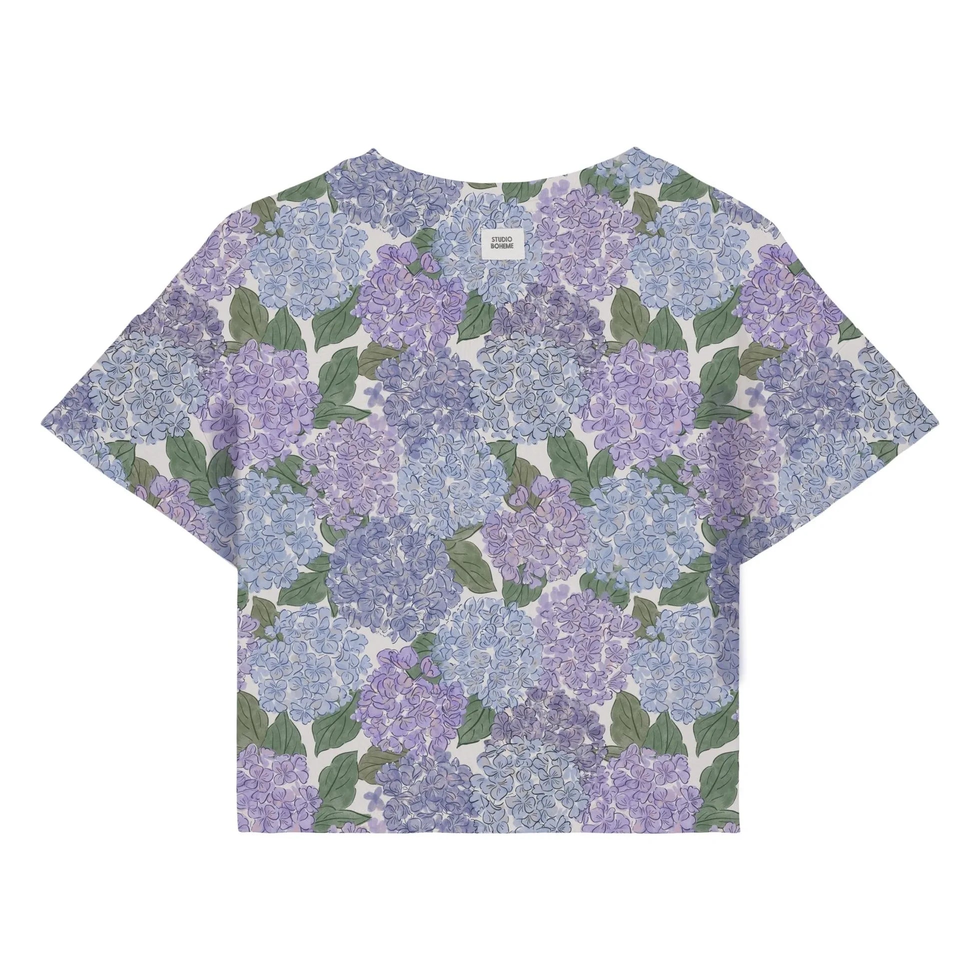 Studio Bohème - Top corto Flow con estampado floral de algodón orgánico | Lila