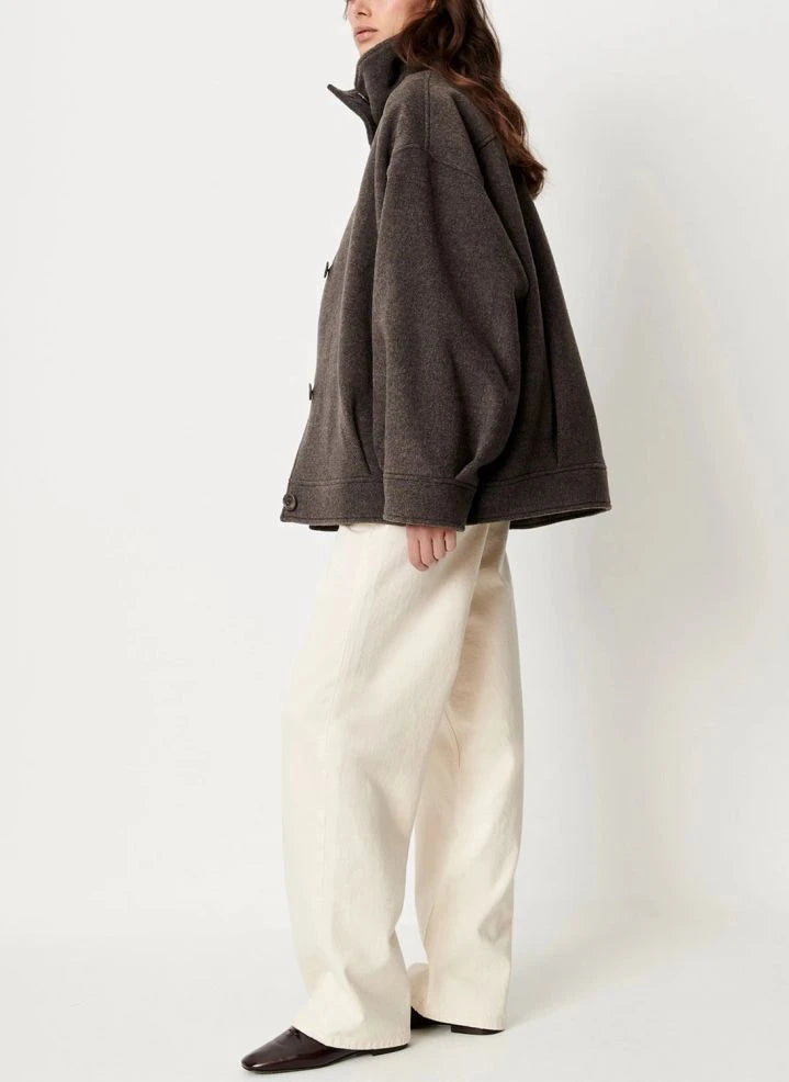 Sessùn - Abrigo Nariwa de Lana | Marrón topo