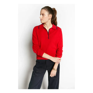 Indee - Suéter tipo polo con cuello de pico | Rojo