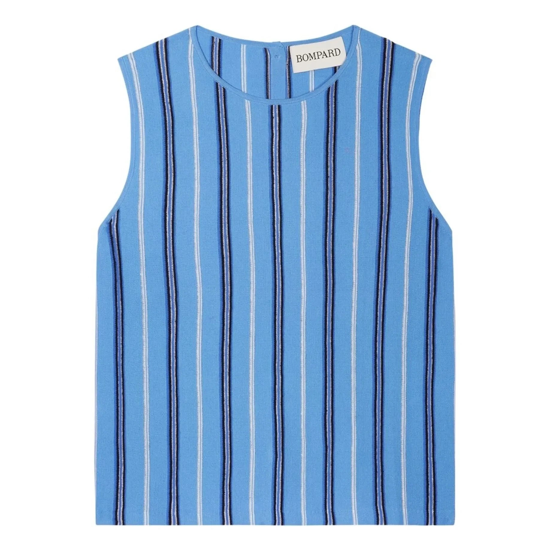 Bompard - Suéter a rayas de lino, algodón y seda azul