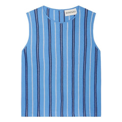 Bompard - Suéter a rayas de lino, algodón y seda azul