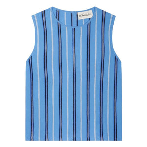 Bompard - Suéter a rayas de lino, algodón y seda azul
